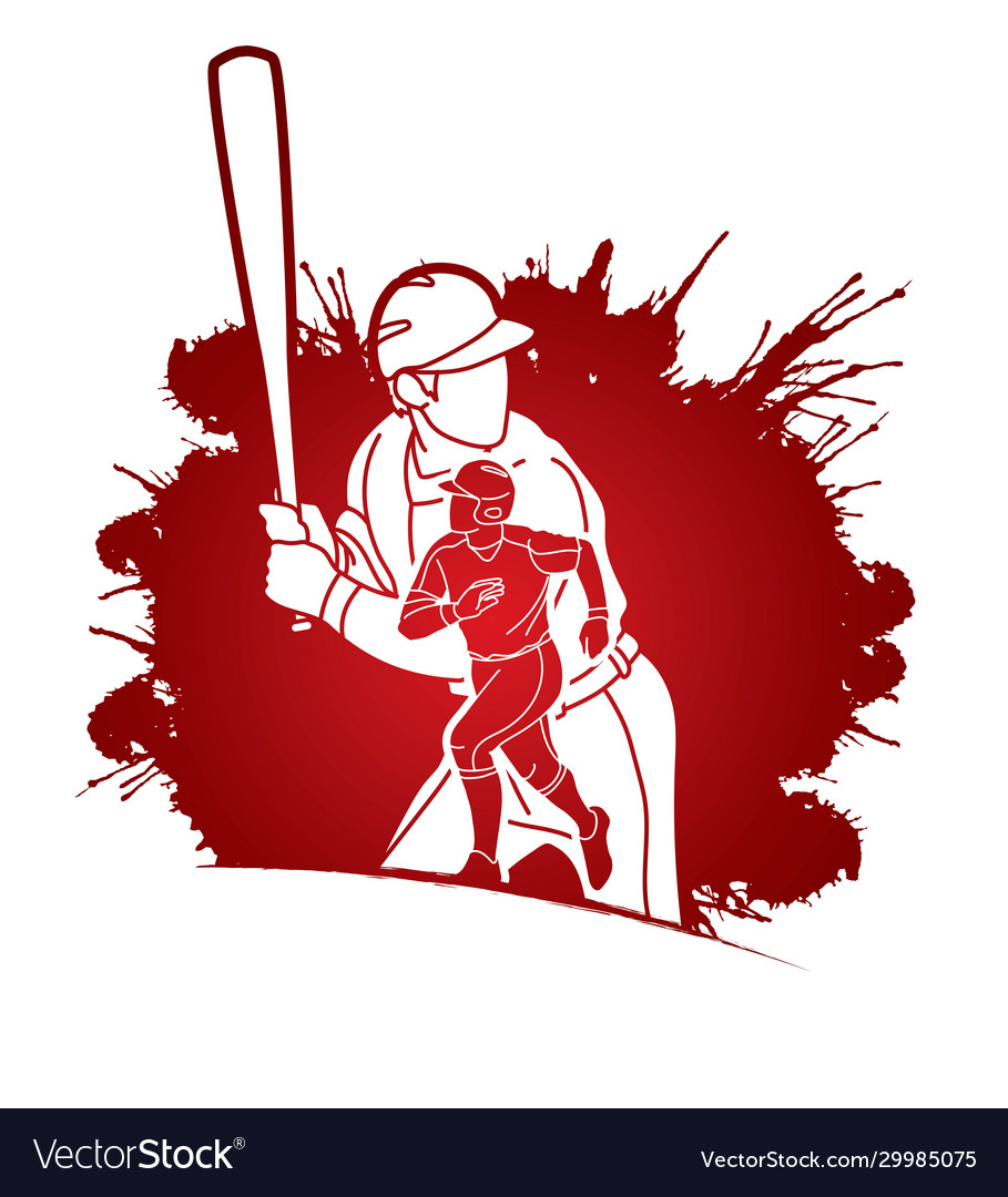 Group baseball players action cartoon sport vector image Group baseball players action cartoon sport