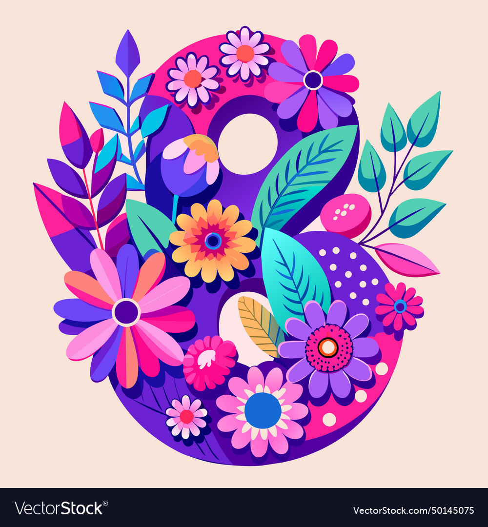 International womens day 8 march flowers Vector Image