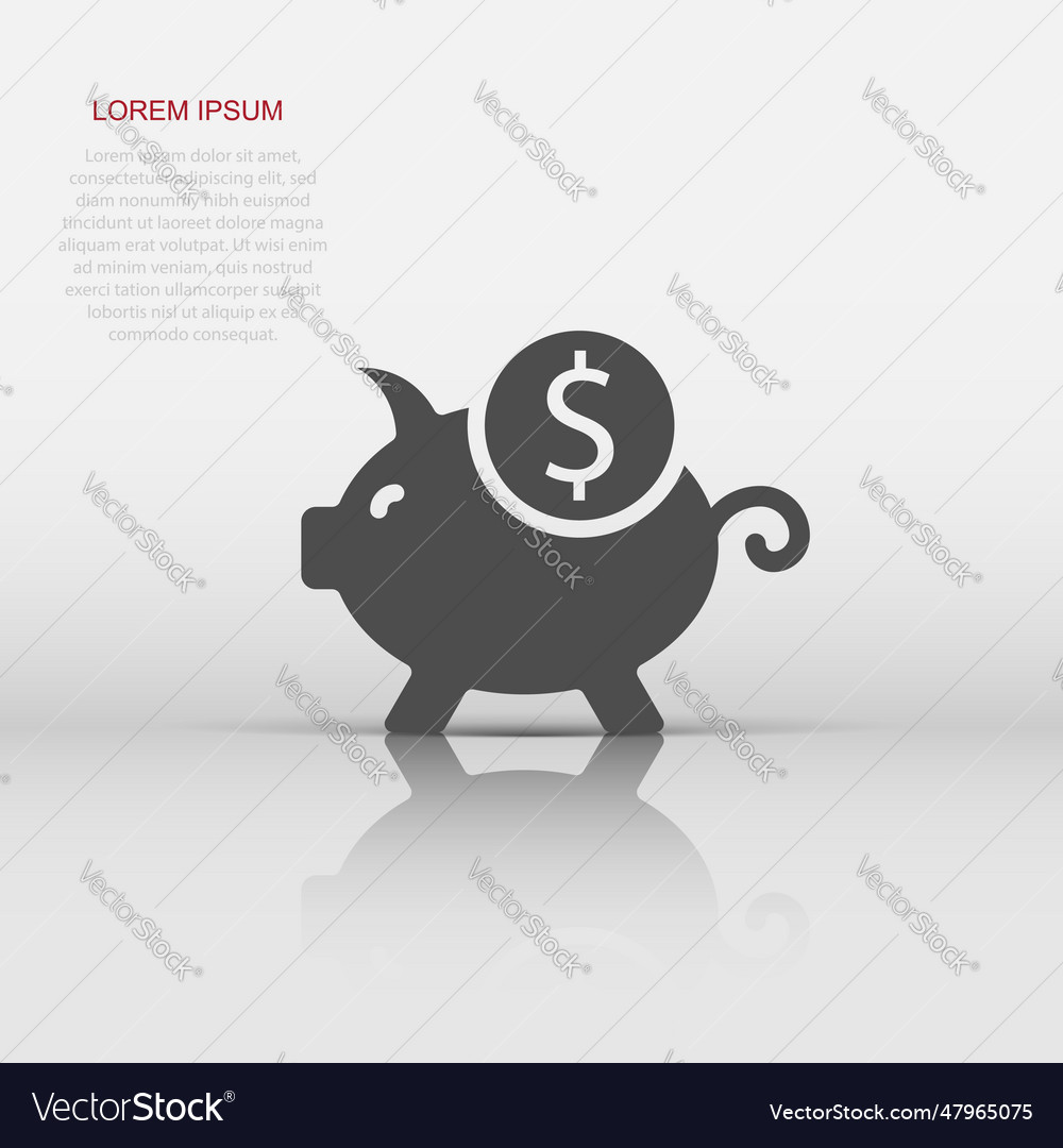 Money box icon in flat style pig container