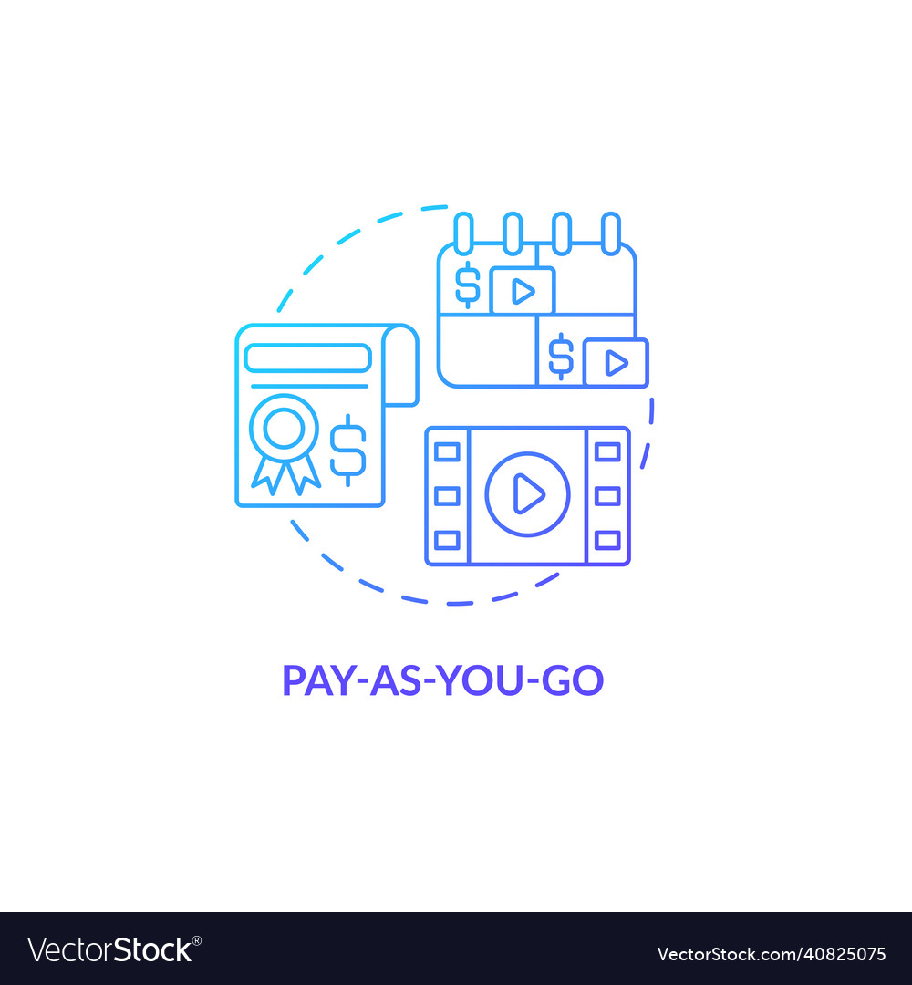 Pay as you go blue gradient concept icon Vector Image