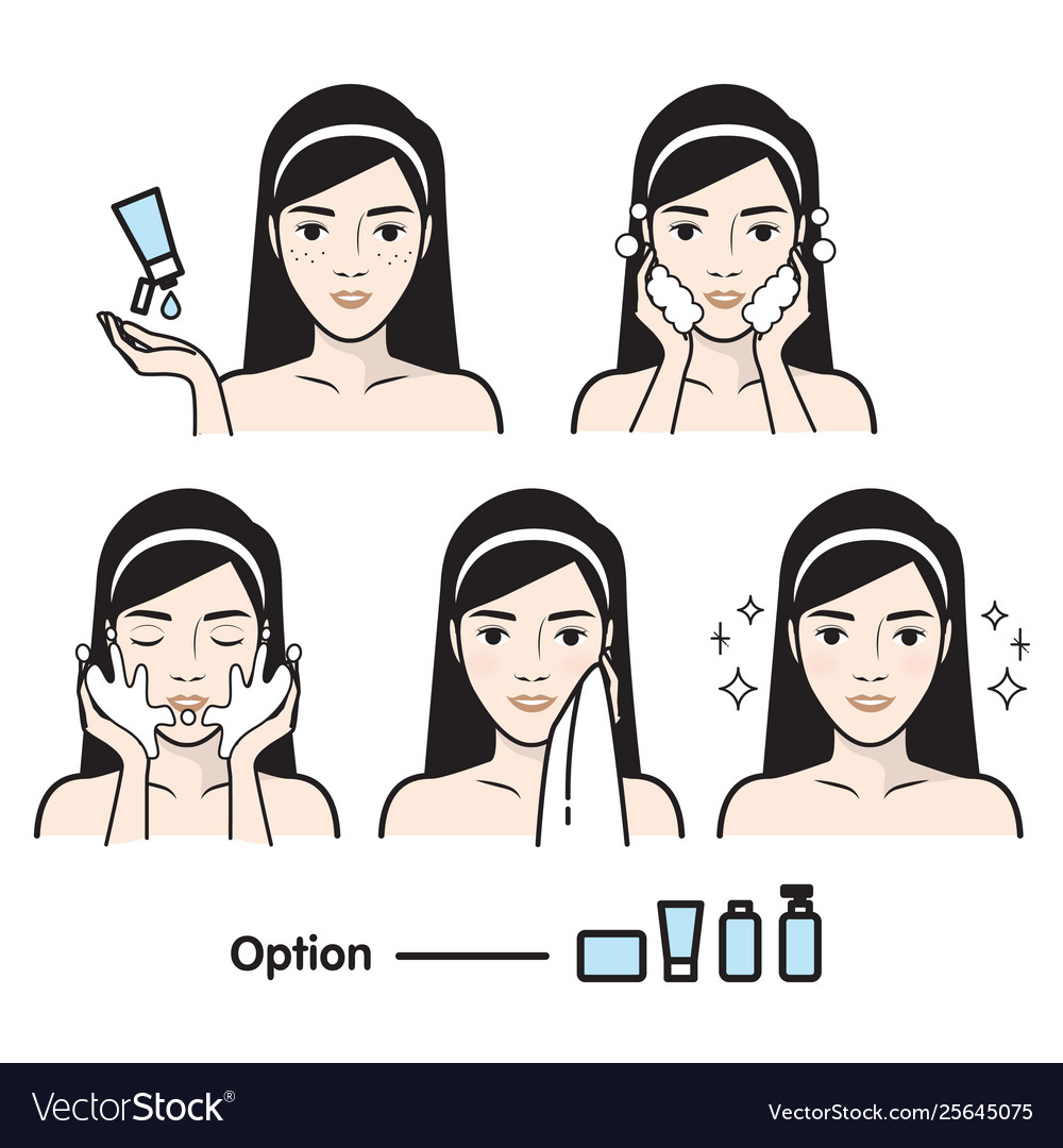 Steps how to facial care Royalty Free Vector Image