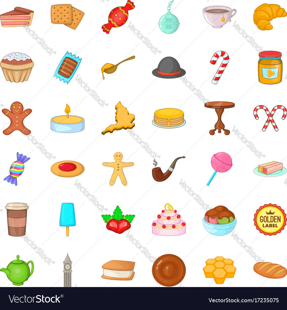 Tea icons set cartoon style Royalty Free Vector Image