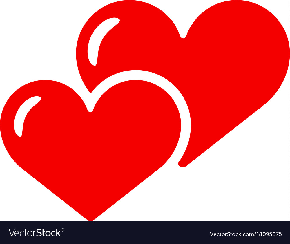 Download Two hearts icon isolated love red smbol Royalty Free Vector