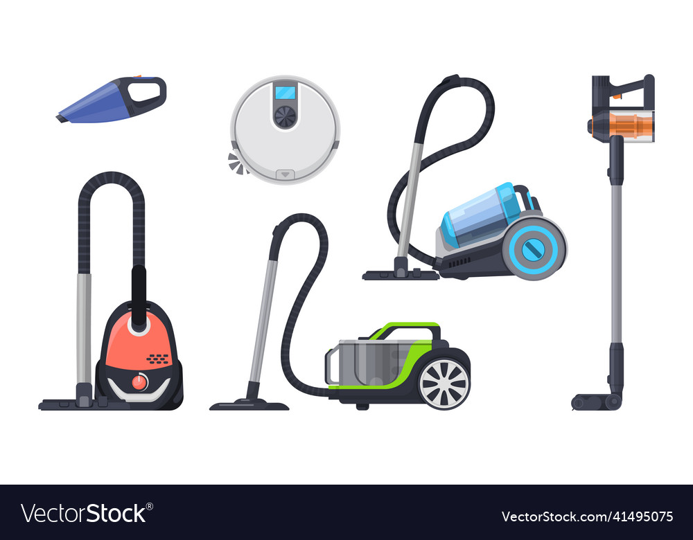 Vacuum cleaners electric robot and dust hoovers Vector Image