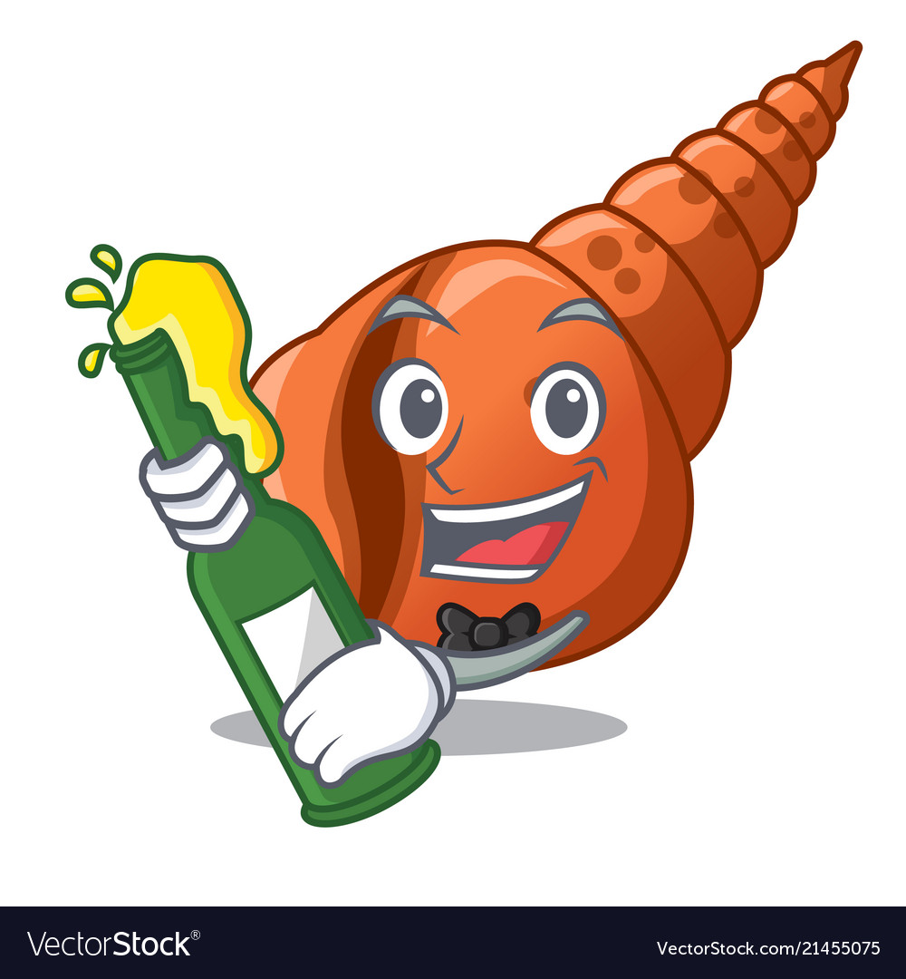 With beer long shell mascot cartoon