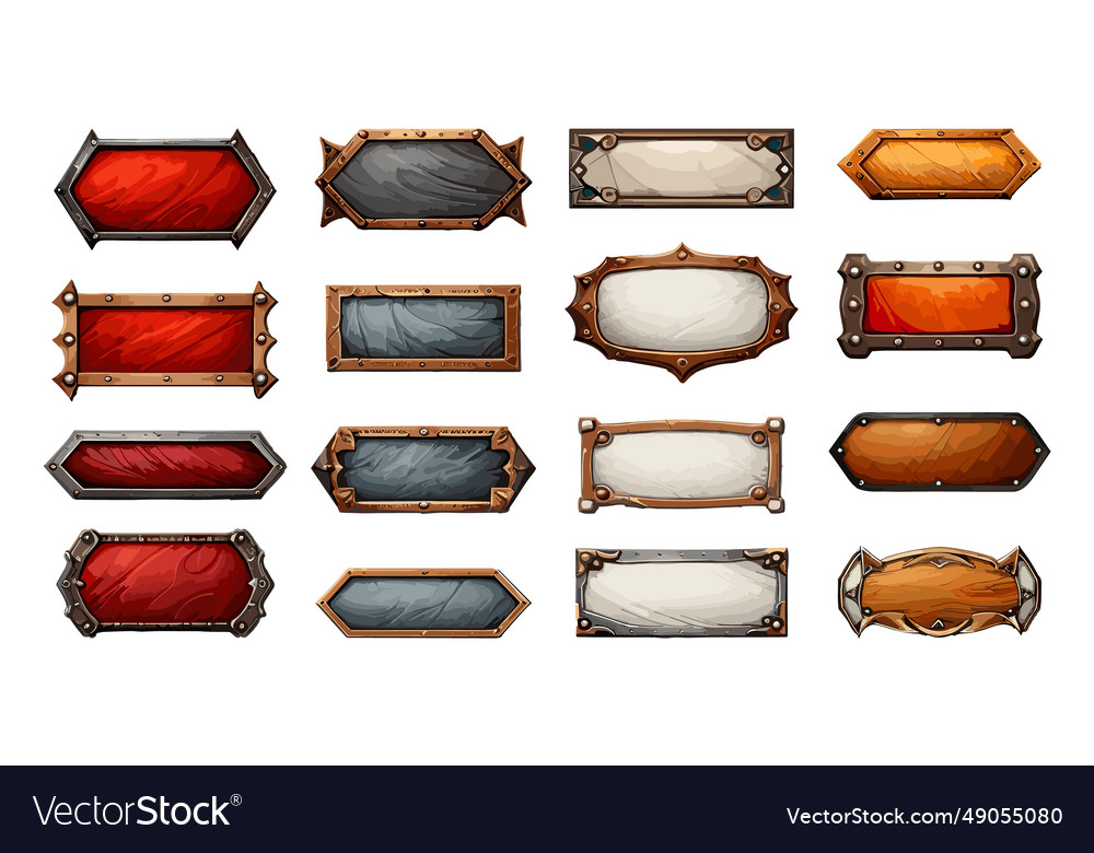 Empty medieval frames game ui borders decor Vector Image