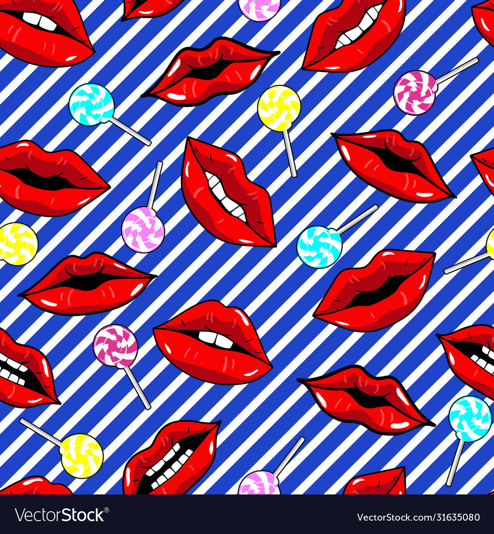 Fashionable seamless pattern with lips Royalty Free Vector