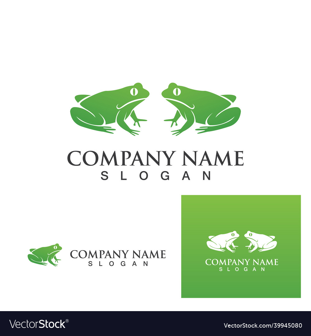 Frog green logo and symbol set Royalty Free Vector Image