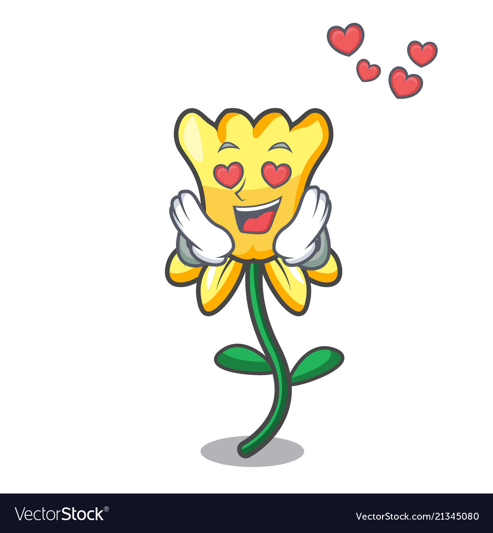 In Liebe daffodil Blume Maskottchen Cartoon