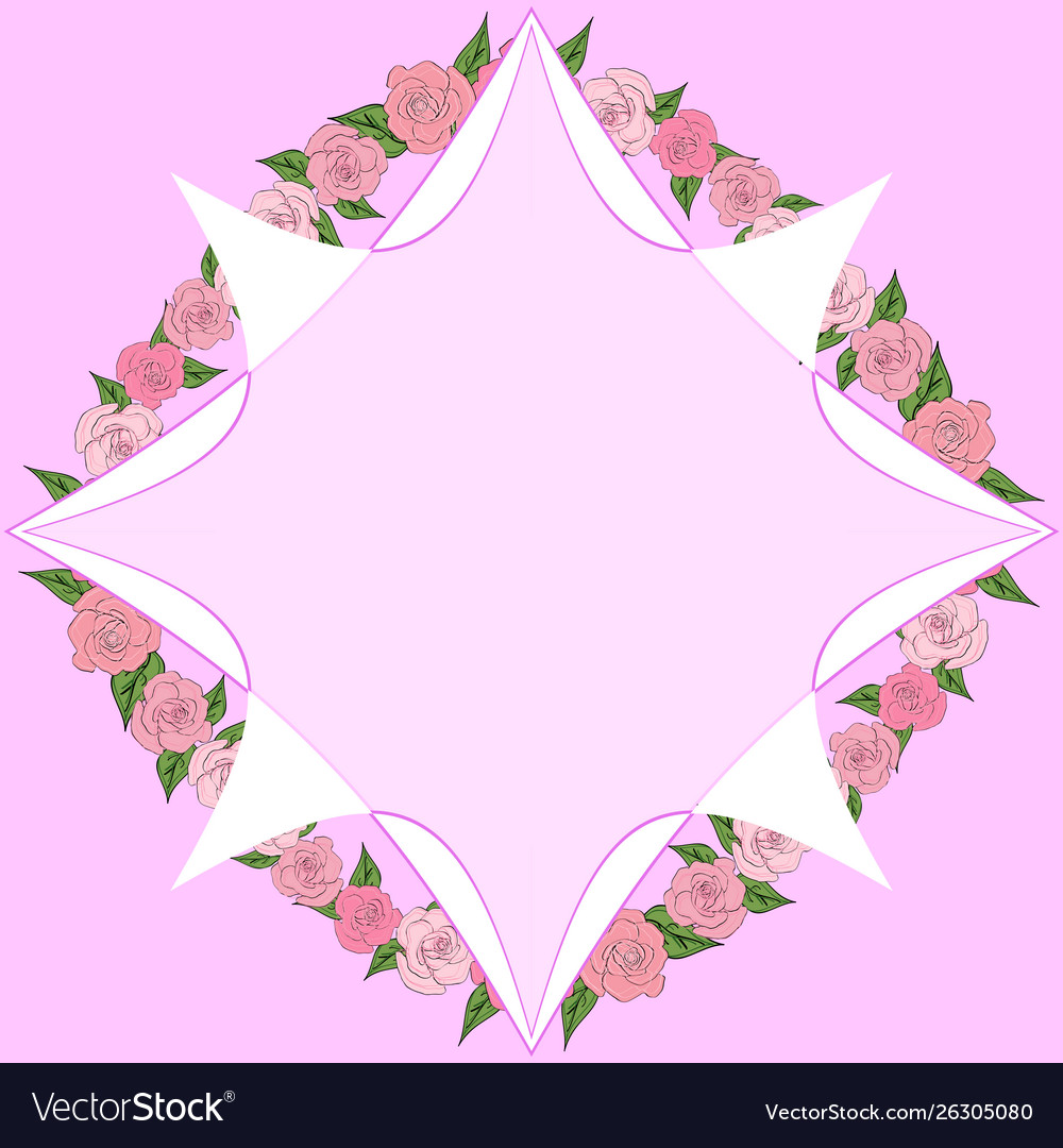 Octagonal frame on a background roses