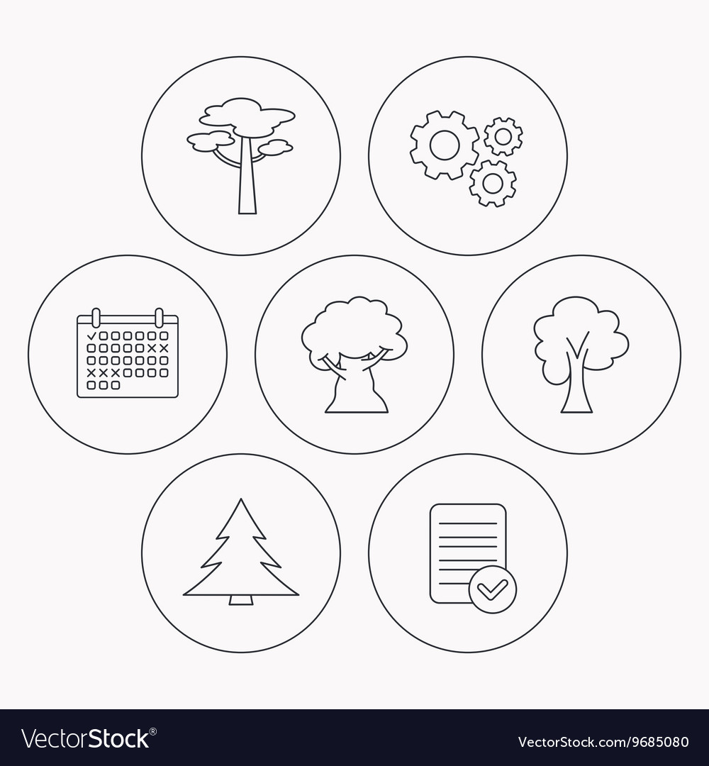 Pine tree maple and oak-tree icons