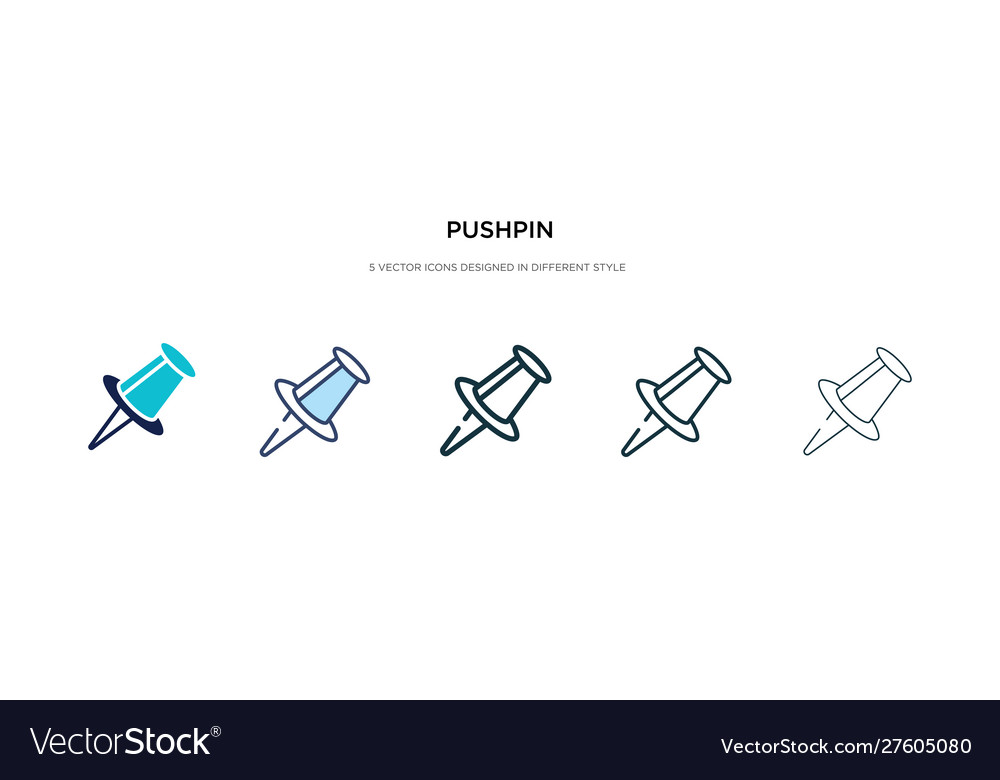 Pushpin icon in different style two colored Vector Image