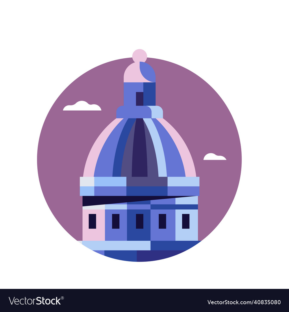 Saint paul cathedral dome icon in flat design