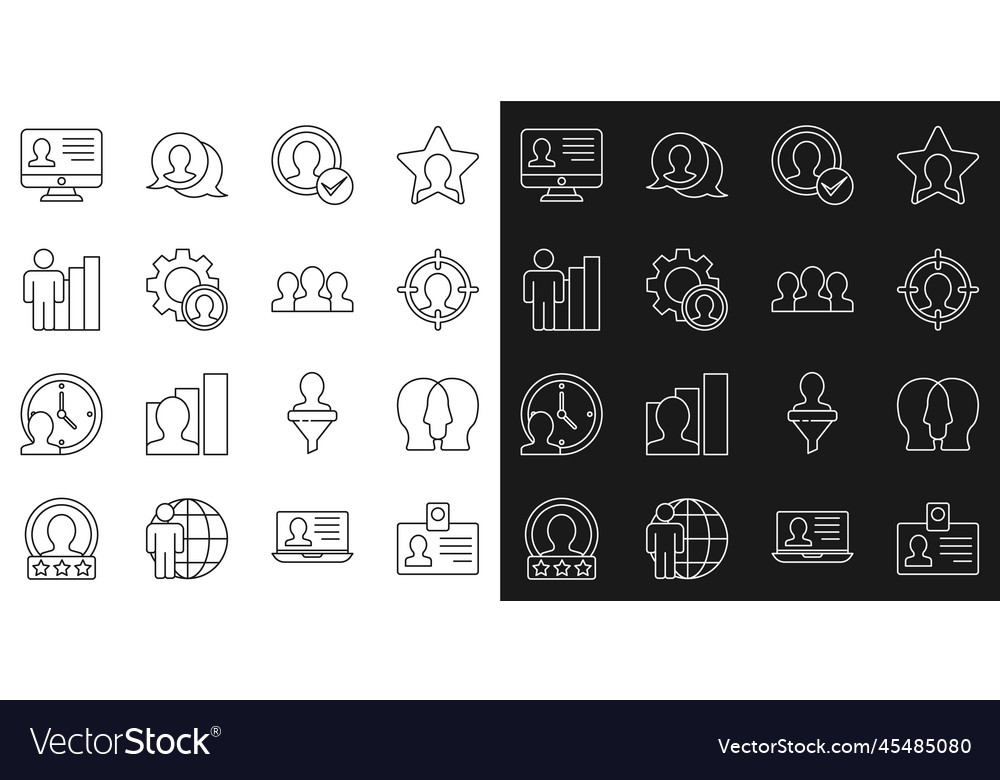 Set line identification badge project team base vector image Set line identification badge project team base