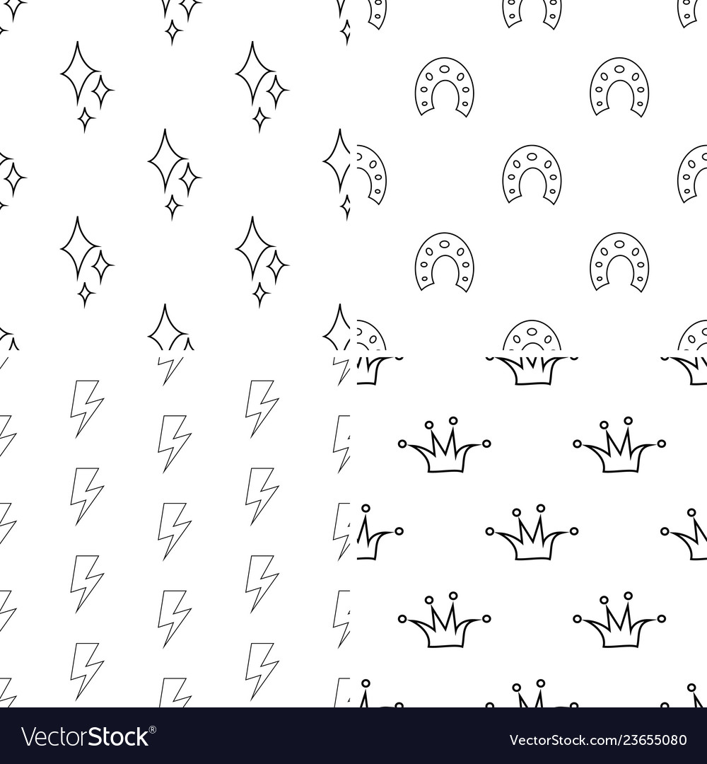 Set seamless patterns for unicorn vector image Set seamless patterns for unicorn