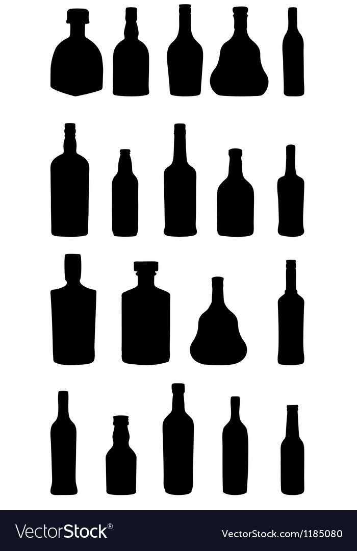 Silhouette alcohol bottle Royalty Free Vector Image