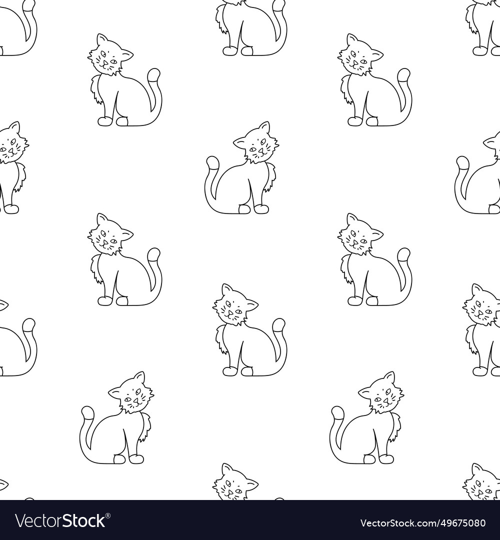 Sitting cat outline pattern Royalty Free Vector Image