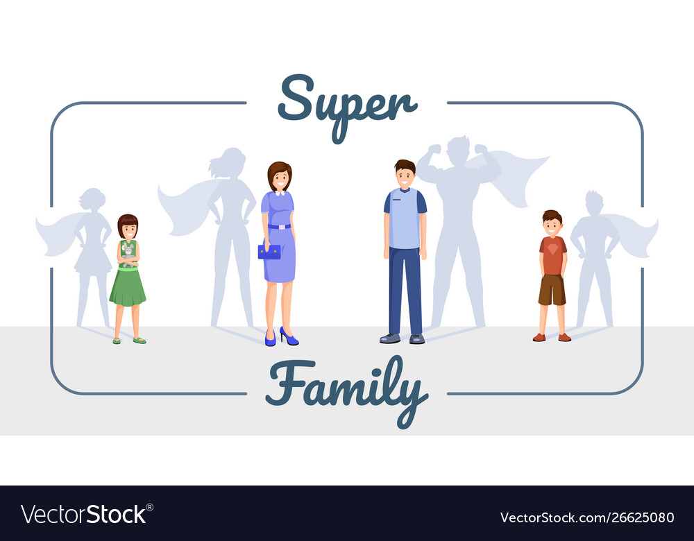 Super family banner template smiling