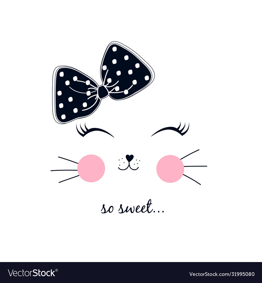 Sweet cat print design with slogan vector image Sweet cat print design with slogan