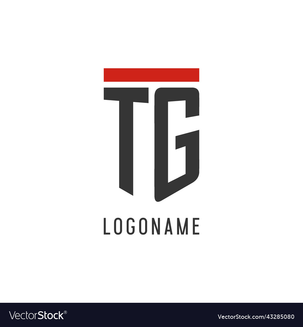 Tg initial esport logo with simple shield design Vector Image