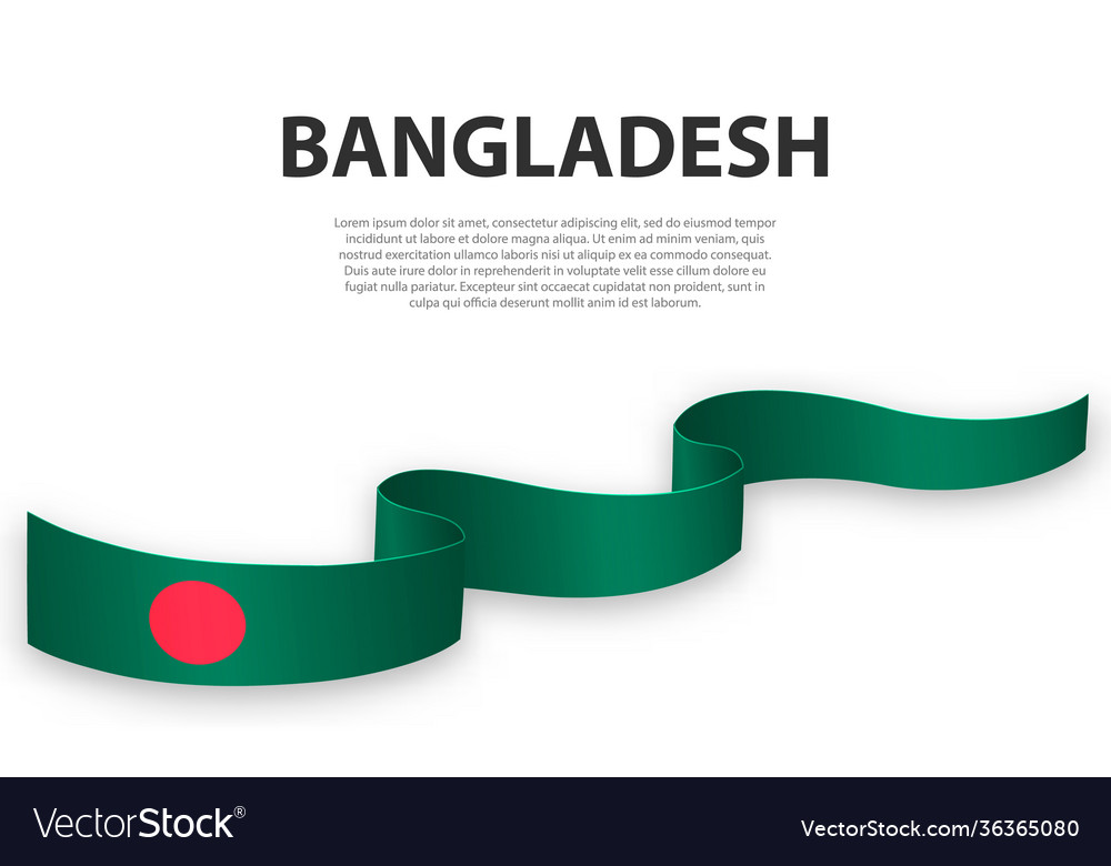 Waving Ribbon Or Banner With Flag Bangladesh Vector Image