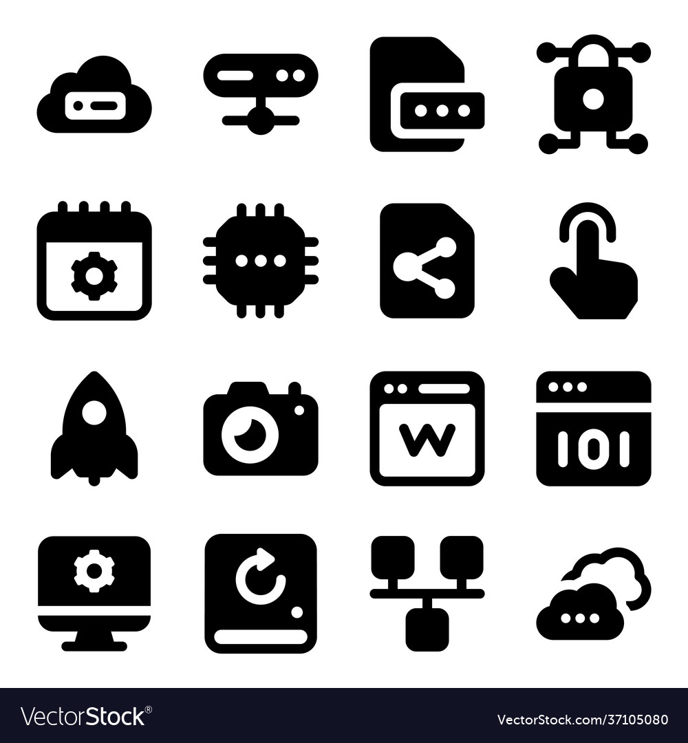 Web and technology icons in solid style