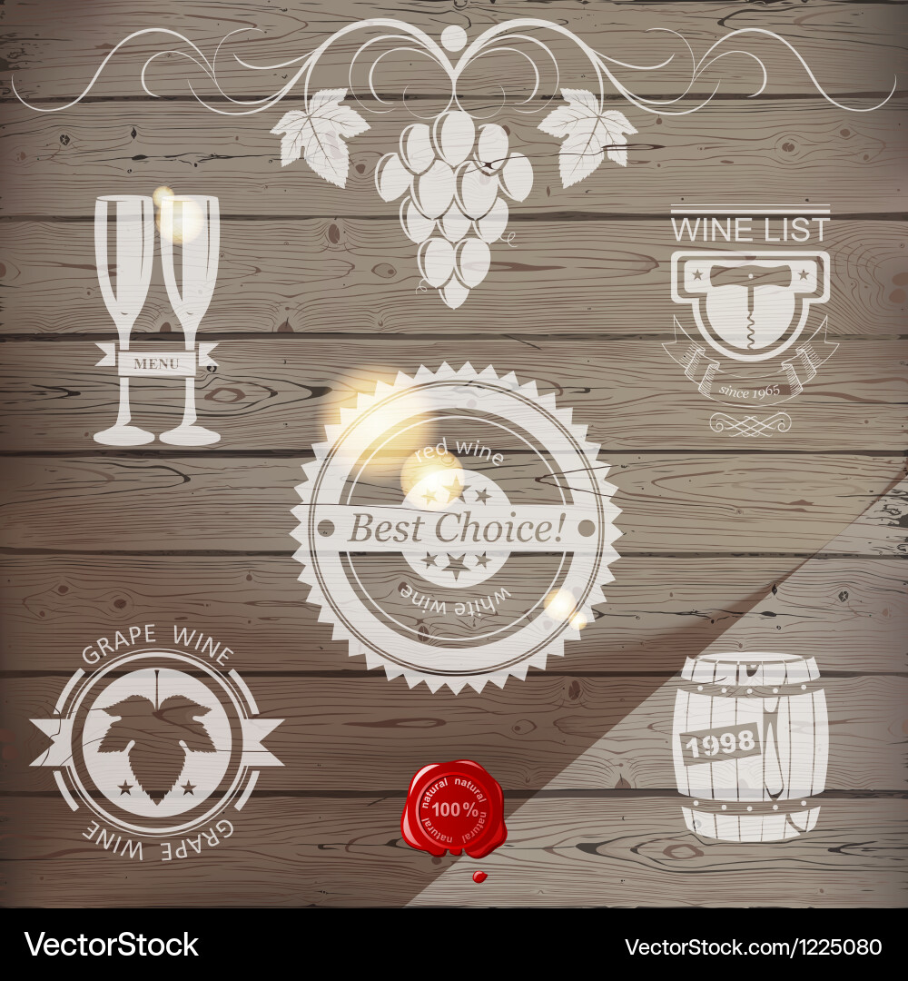 White wine emblems Royalty Free Vector Image - VectorStock