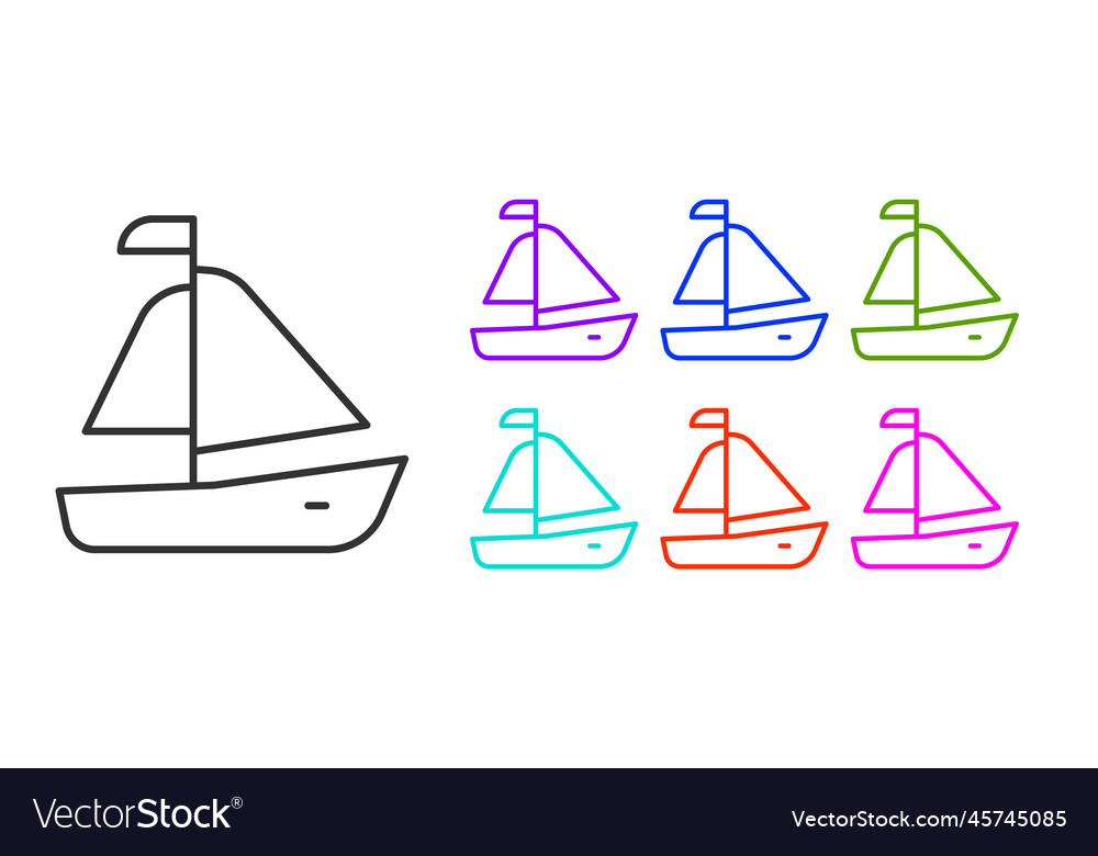 Black line yacht sailboat or sailing ship icon