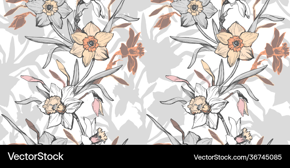 Botanical seamless pattern with hand drawn Vector Image