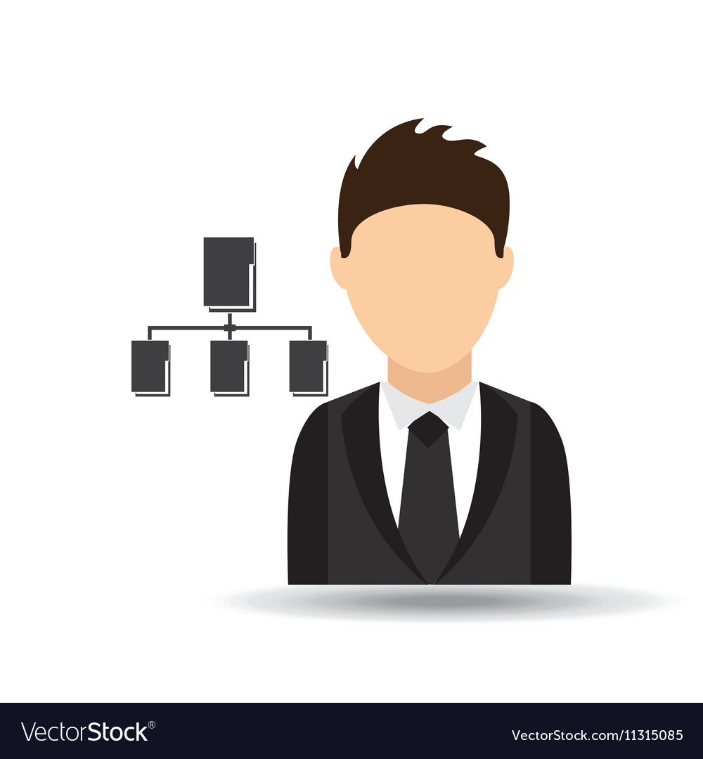 Charakter Mann mit Datenbasis System Design
