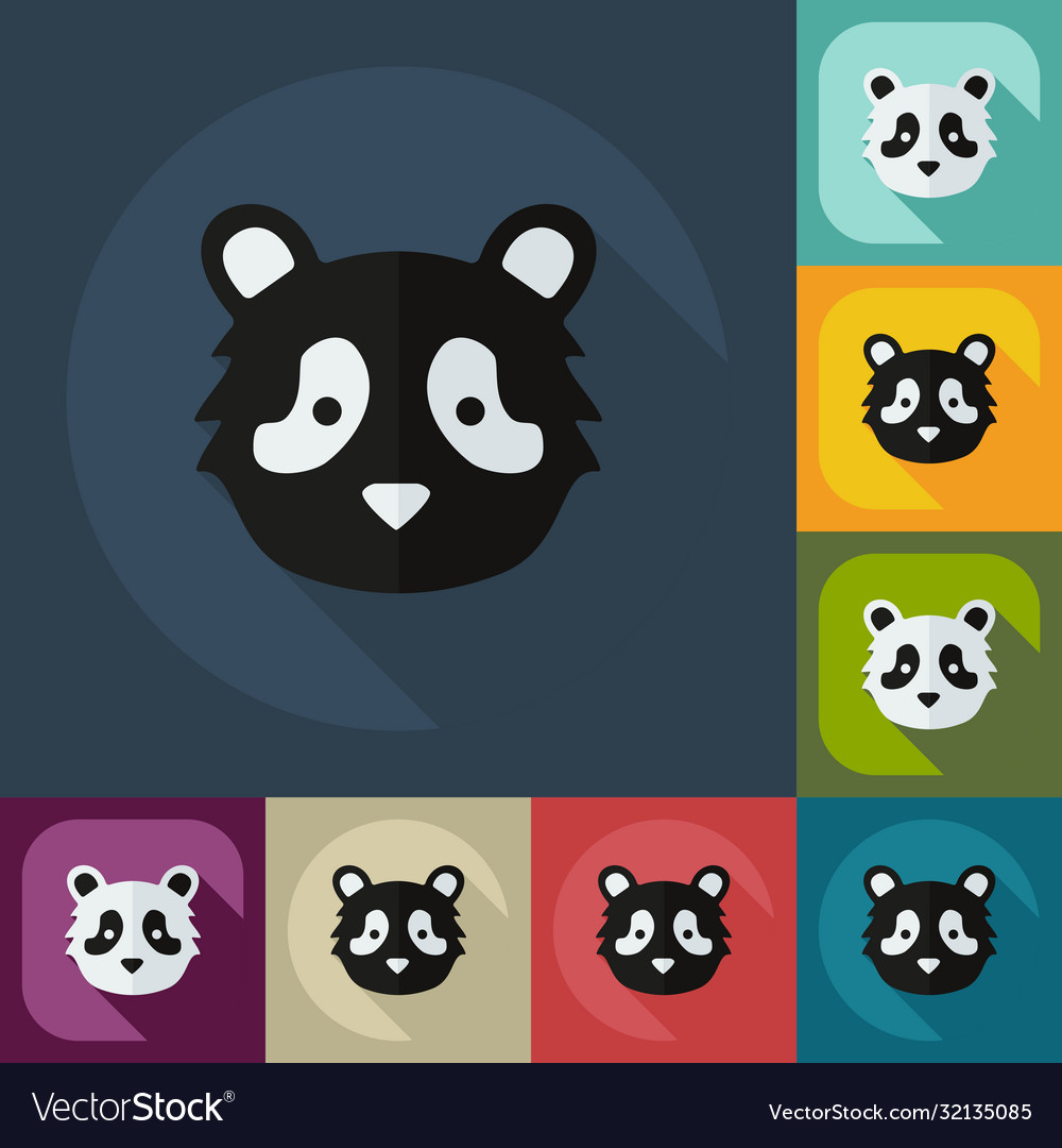 Flat modern design with shadow icons pandas Vector Image