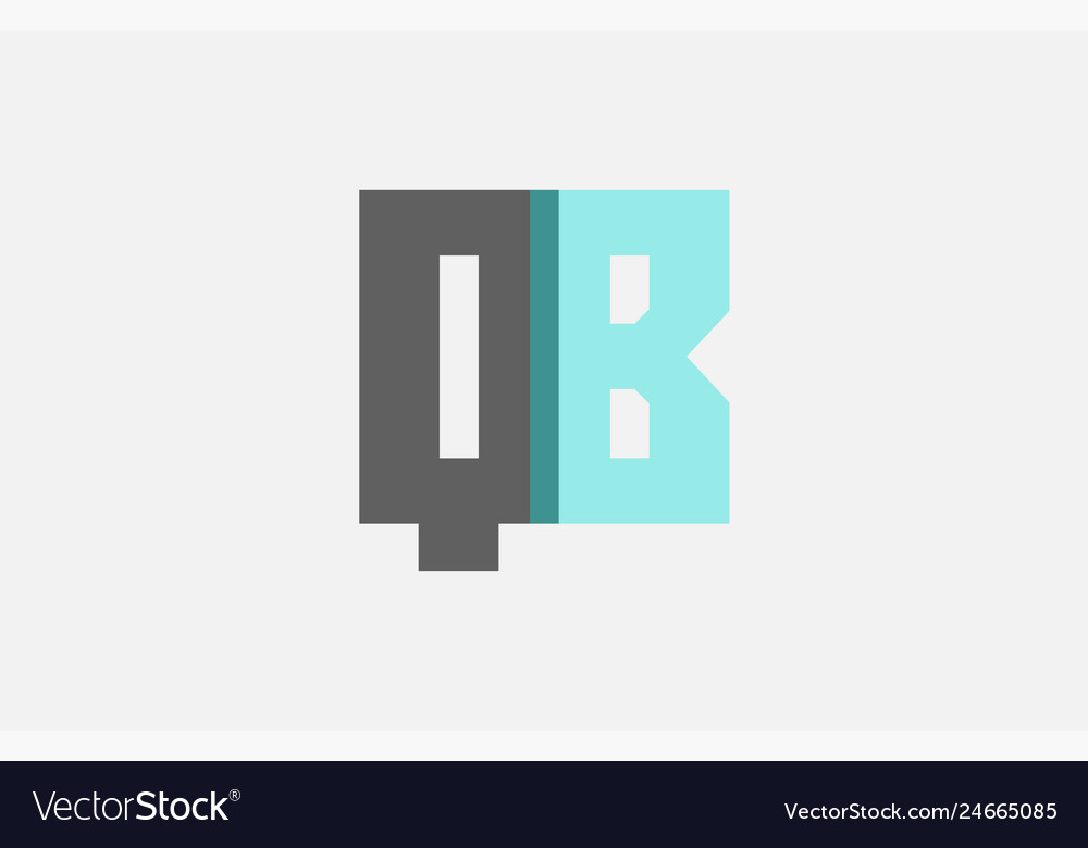 Grey Pastel Blue Alphabet Letter Combination Qb Q Vector Image 9859