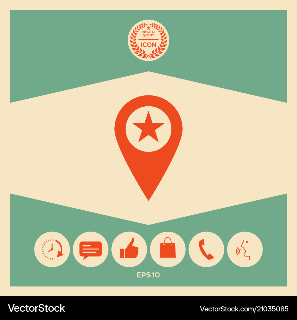 Map pointer with star Royalty Free Vector Image