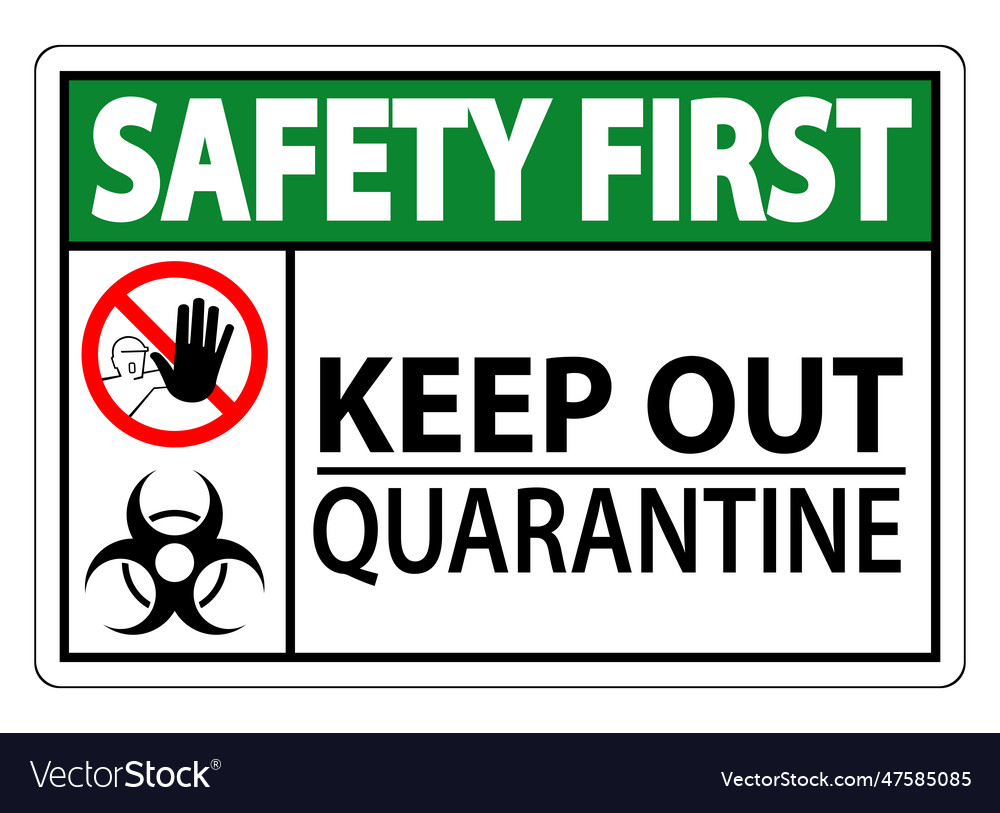 Safety first keep out quarantine sign isolated Vector Image