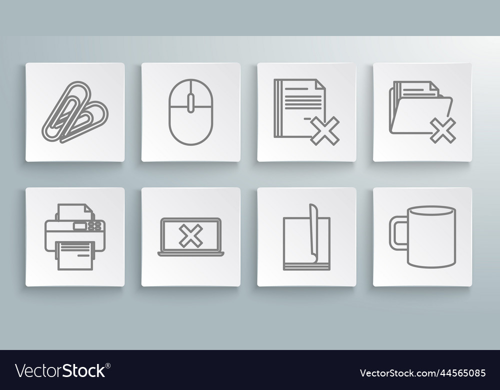 Set line printer computer mouse laptop and cross vector image Set line printer computer mouse laptop and cross