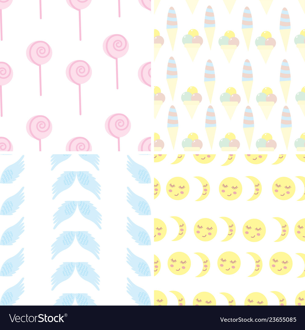 Set seamless patterns from elements for unicorn vector image Set seamless patterns from elements for unicorn