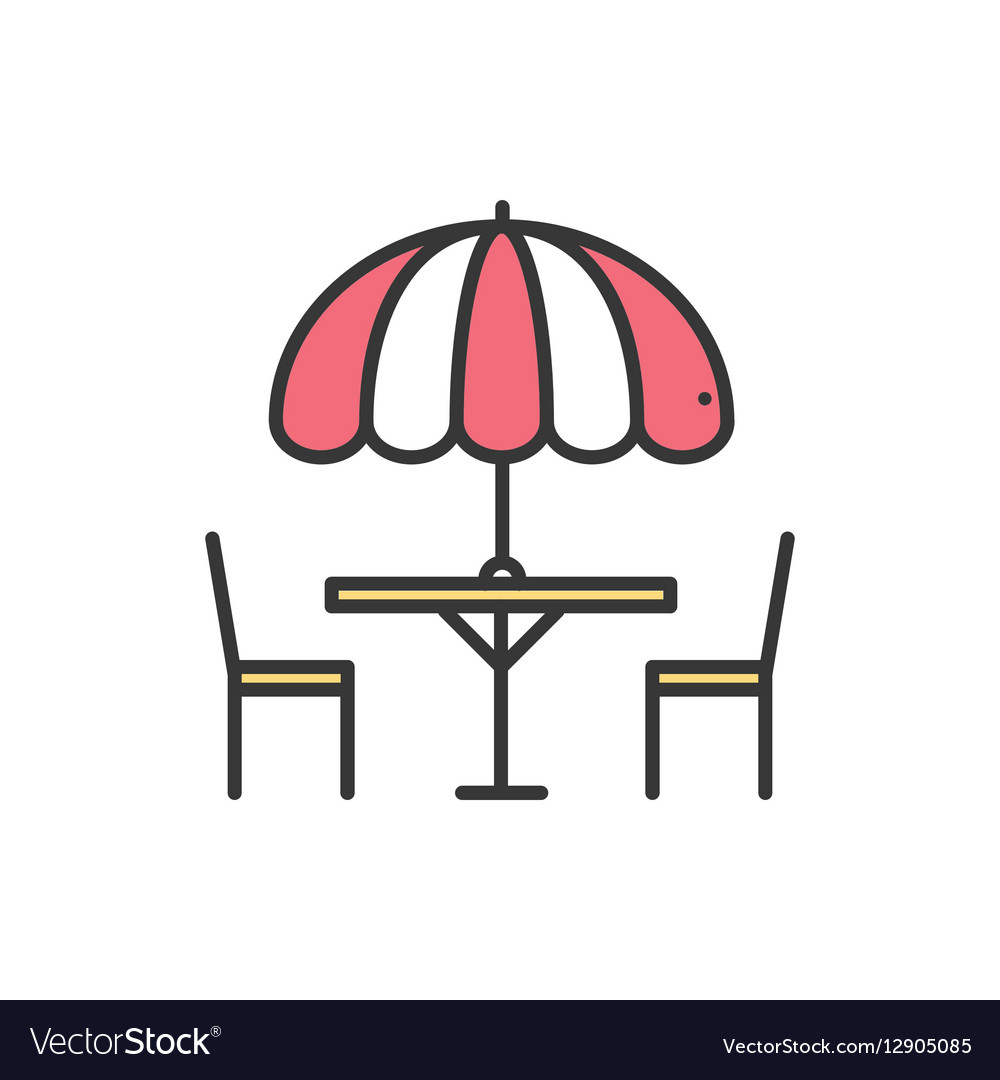 Thin line icons set table and chair outside Vector Image