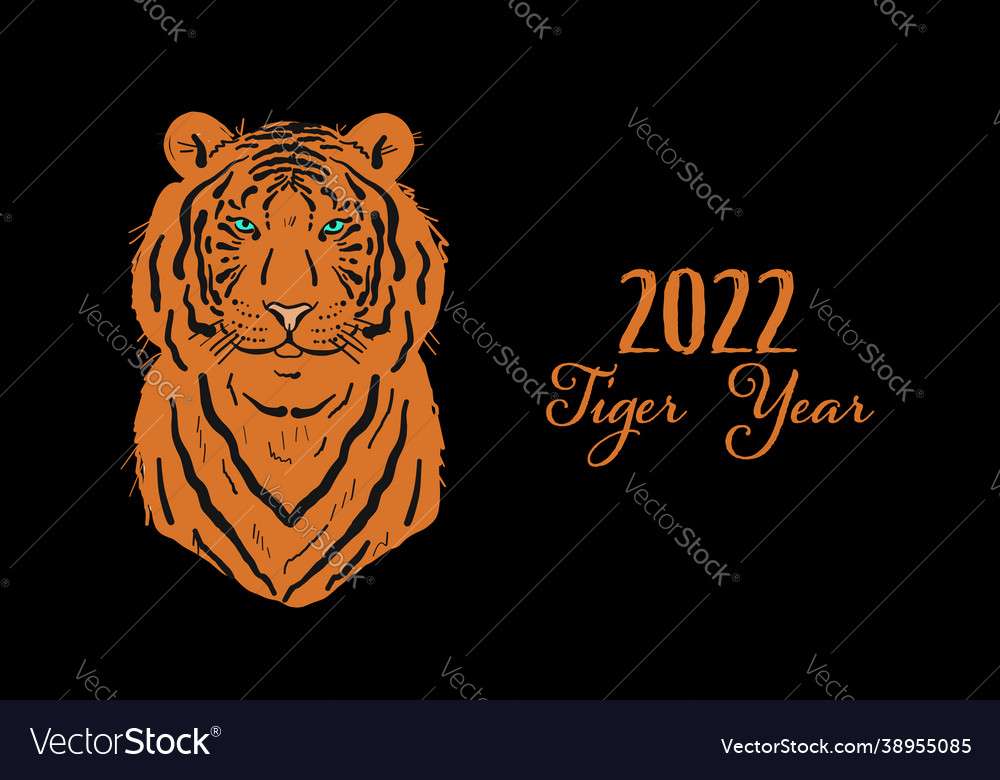 Tiger animal character symbol 2022 new year vector image Tiger animal character symbol 2022 new year