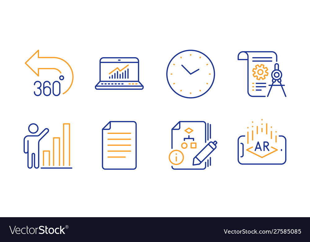 Time 360 degrees and divider document icons set vector image Time 360 degrees and divider document icons set