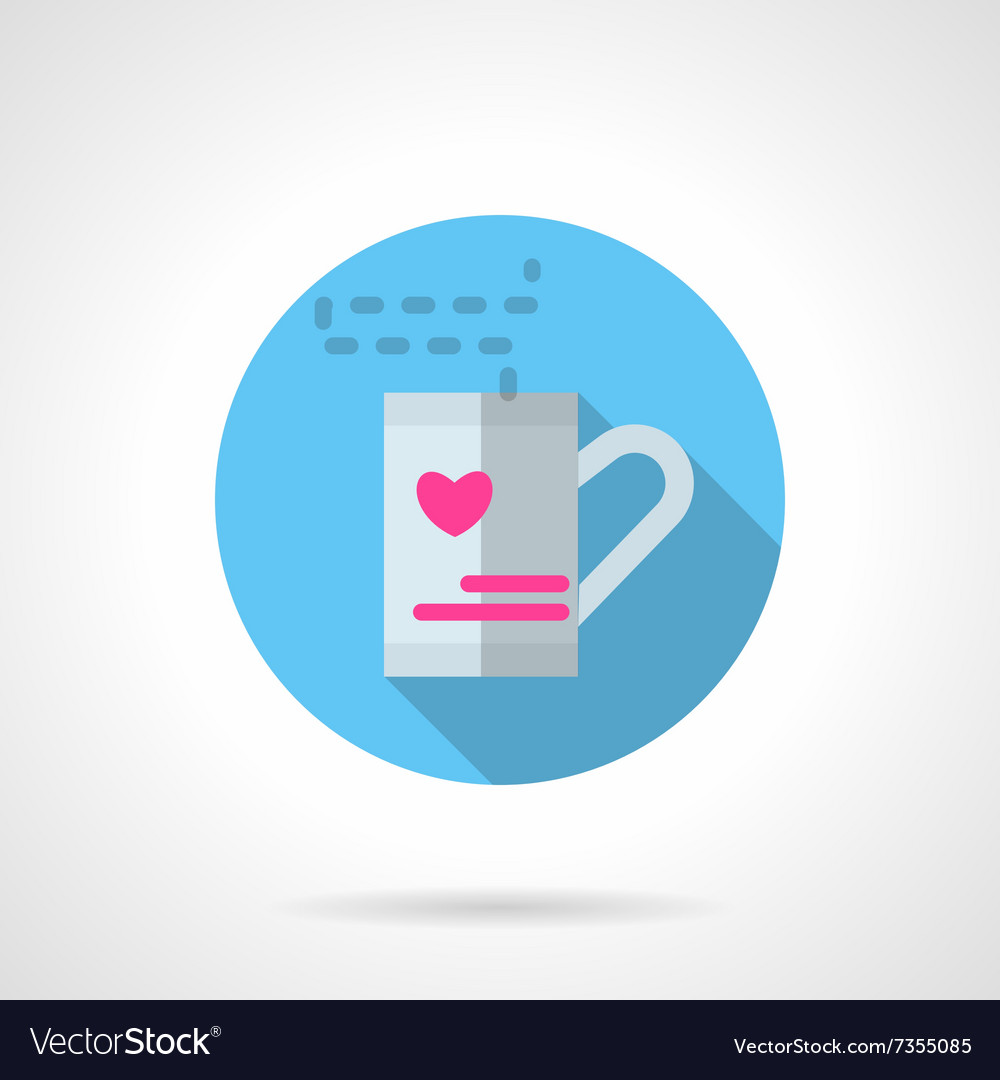 Valentines tea round flat icon