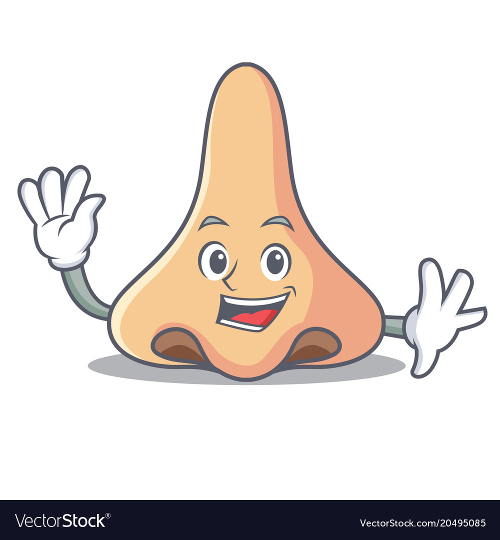 Waving nose character cartoon style Royalty Free Vector