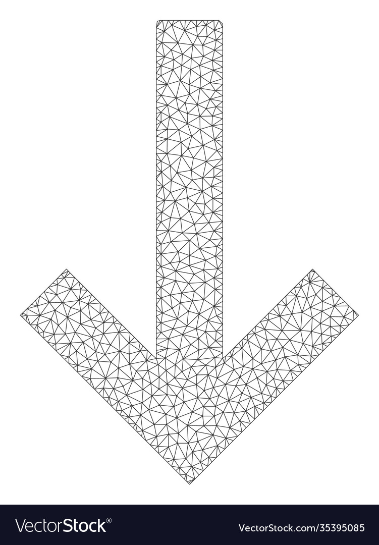Web mesh down arrow icon vector image Web mesh down arrow icon