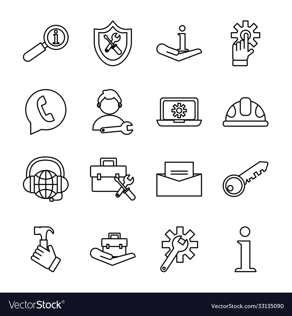 Bundle sixteen technical service set icons