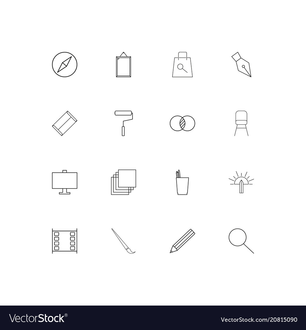 Creative process and design linear thin icons set