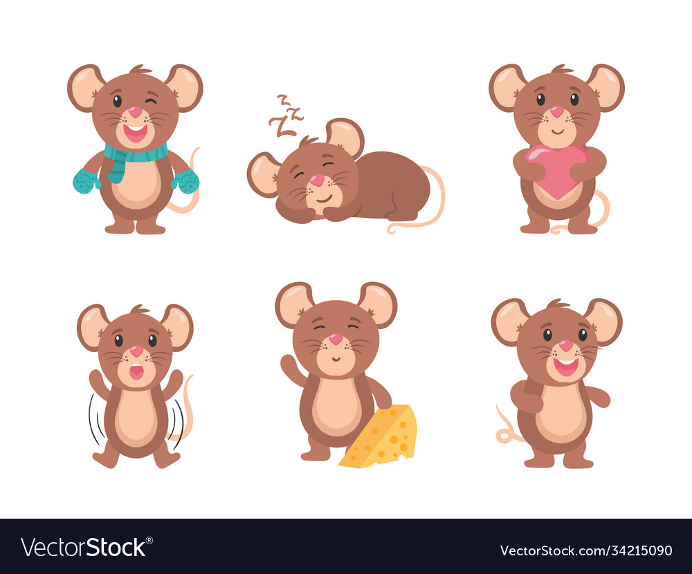 Cute Mouse Cartoon Set