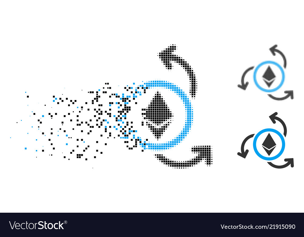 Dissipated dotted halftone ethereum source swirl vector image Dissipated dotted halftone ethereum source swirl