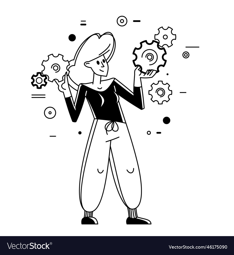 Engineer working on a project mechanic specialist vector image Engineer working on a project mechanic specialist