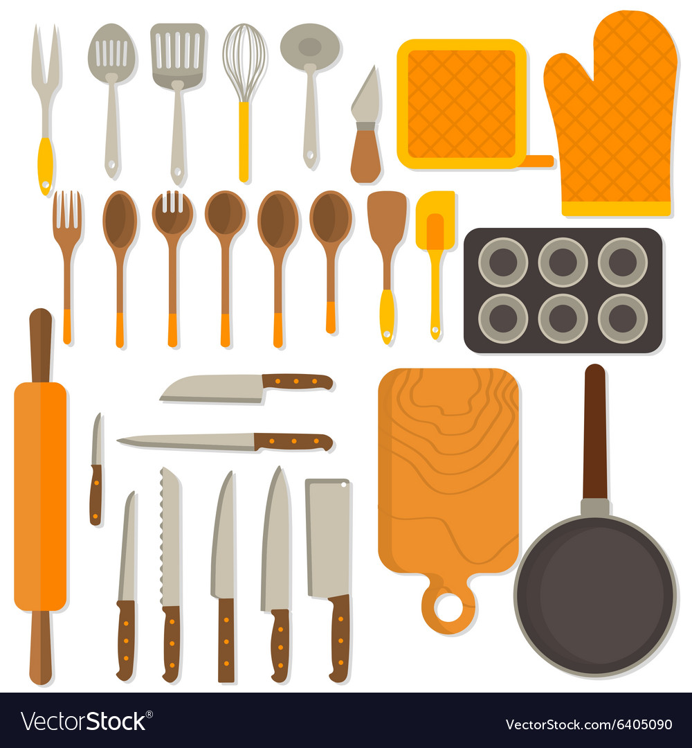 Flat design set of kitchenware isolated on white