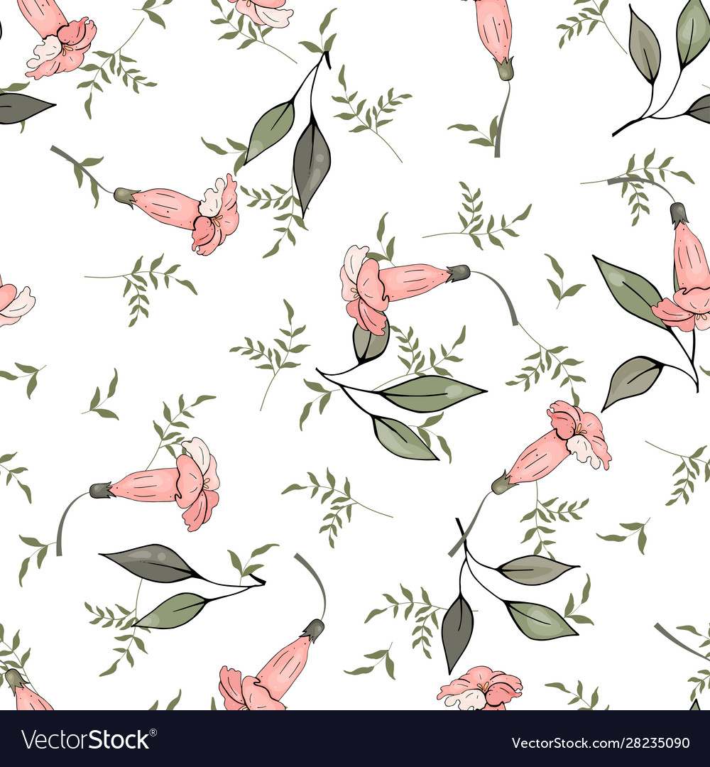 Foliage with jungle tropical leaf and pink summer vector image Foliage with jungle tropical leaf and pink summer