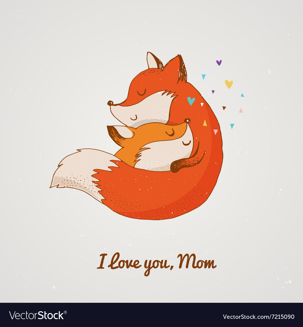 Fox greetin card Mothers day Royalty Free Vector Image